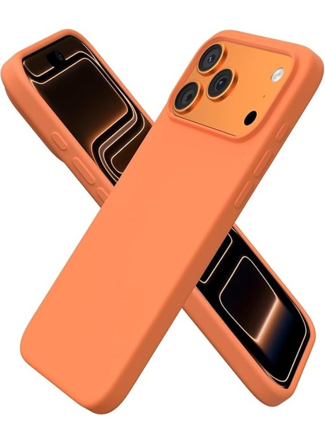 INEIX Case for iPhone 17 Pro Soft Liquid Silicone Gel Case Full Body Shockproof Protection Matte Finish Cover Soft Microfiber Lining Cushion Slim Back Case for iPhone 17 Pro (Orange) - Image 1